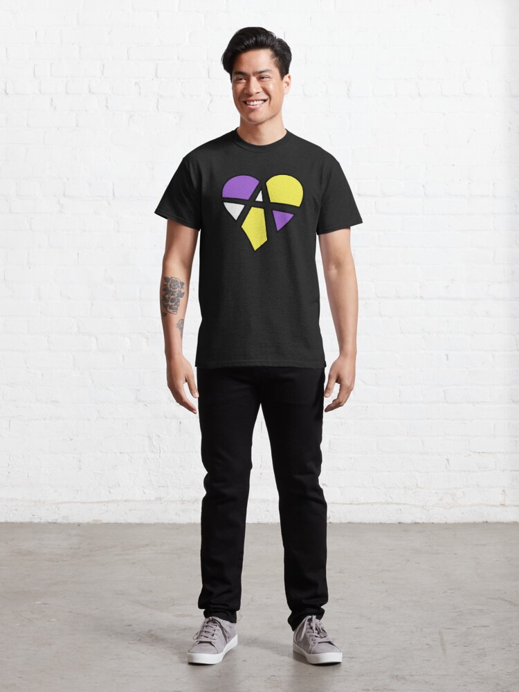 Alternate view of Nonbinary Relationship Anarchy Heart (Black) Classic T-Shirt