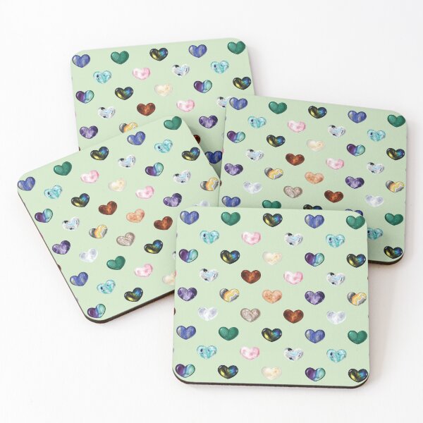 Item preview, Crystal Heart Repeat Pattern and Stickers: Green designed and sold by Fleurescience.
