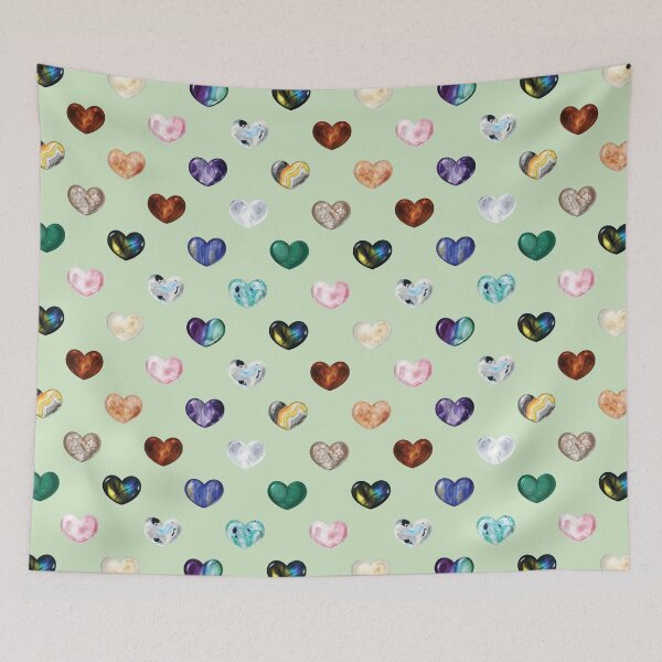 Item preview, Crystal Heart Repeat Pattern and Stickers: Green designed and sold by Fleurescience.