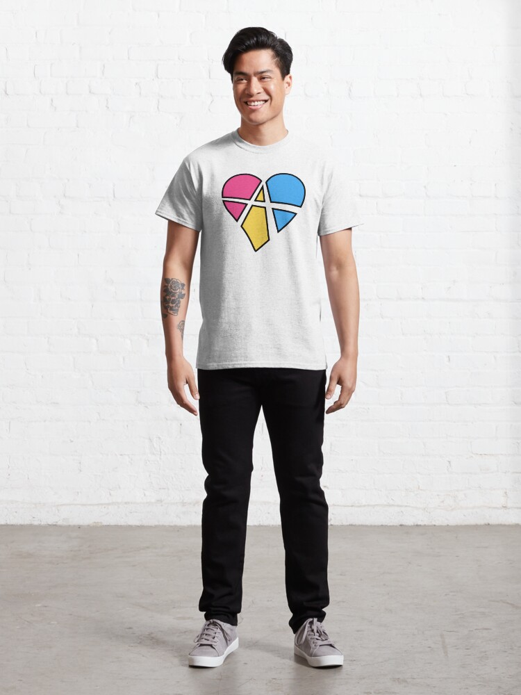 Thumbnail 3 of 7, Classic T-Shirt, Pansexual Relationship Anarchy Heart (Black) designed and sold by polyphiliashop.