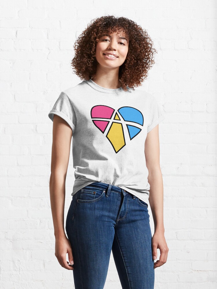 Thumbnail 4 of 7, Classic T-Shirt, Pansexual Relationship Anarchy Heart (Black) designed and sold by polyphiliashop.