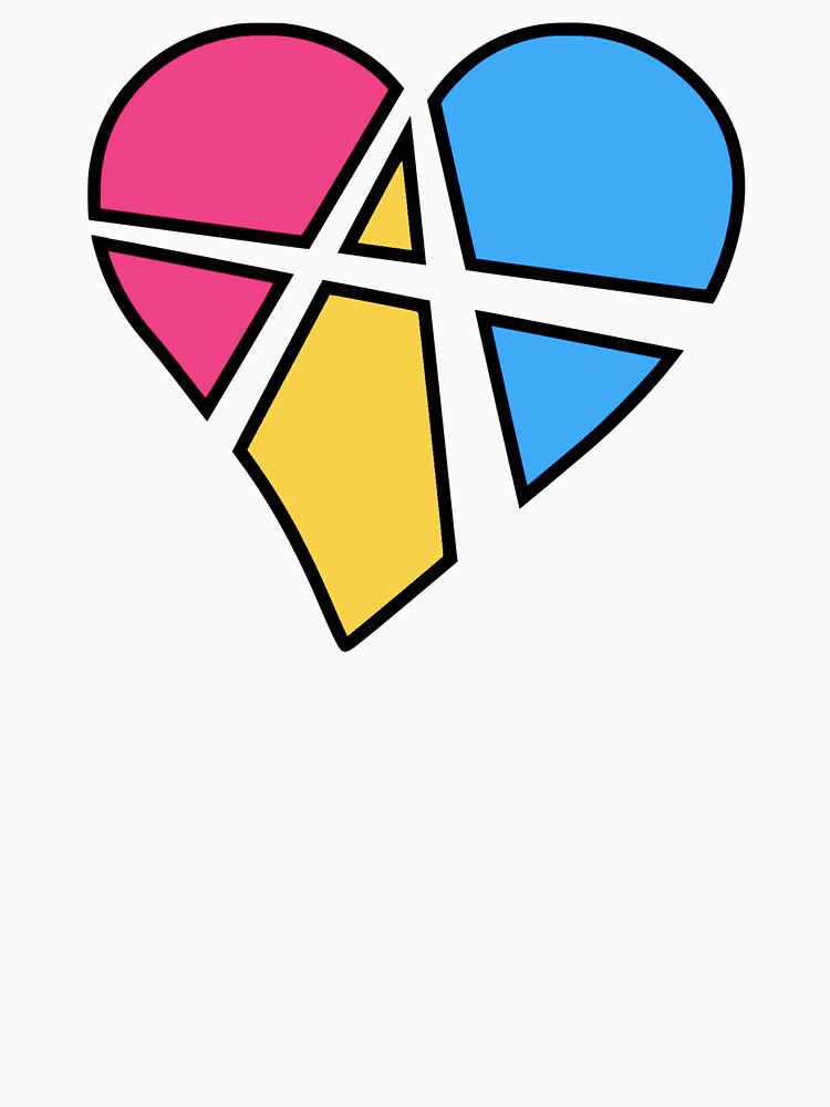 Thumbnail 7 of 7, Classic T-Shirt, Pansexual Relationship Anarchy Heart (White) designed and sold by polyphiliashop.