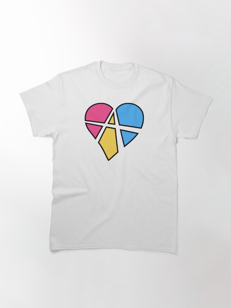 Thumbnail 2 of 7, Classic T-Shirt, Pansexual Relationship Anarchy Heart (White) designed and sold by polyphiliashop.