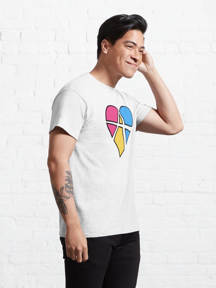 Thumbnail 5 of 7, Classic T-Shirt, Pansexual Relationship Anarchy Heart (White) designed and sold by polyphiliashop.