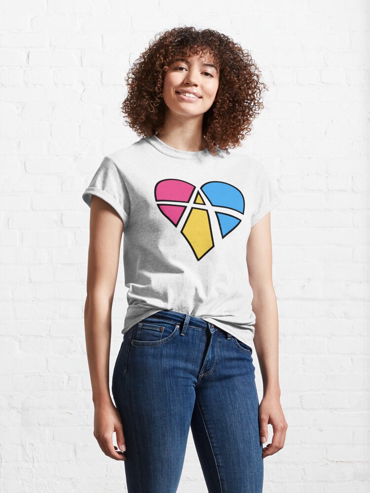 Classic T-Shirt, Pansexual Relationship Anarchy Heart (White) designed and sold by polyphiliashop