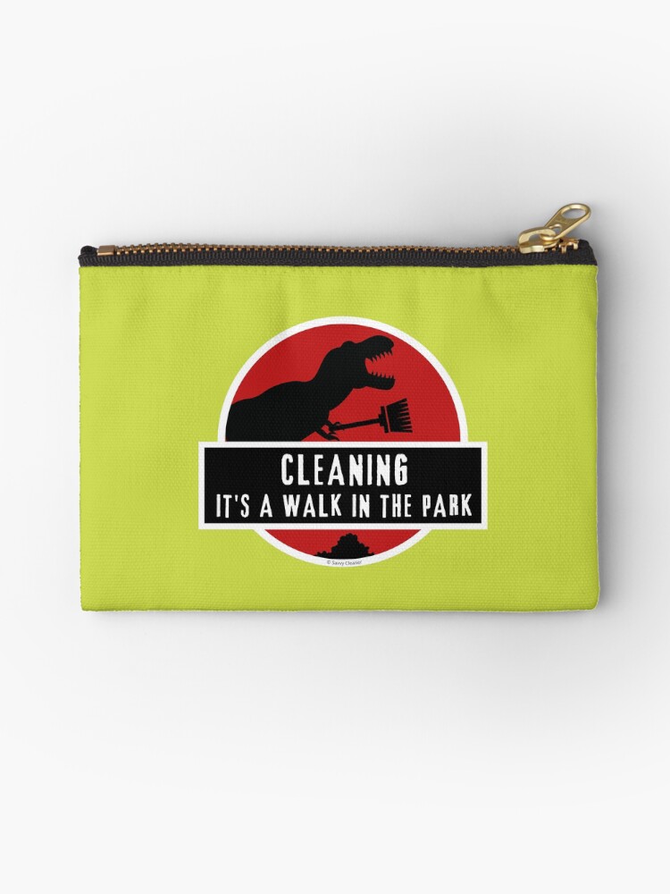 Thumbnail 1 of 4, Zipper Pouch, Walk In The Park Dinosaur Broom Fun Cleaning Lady Gifts designed and sold by SavvyCleaner.