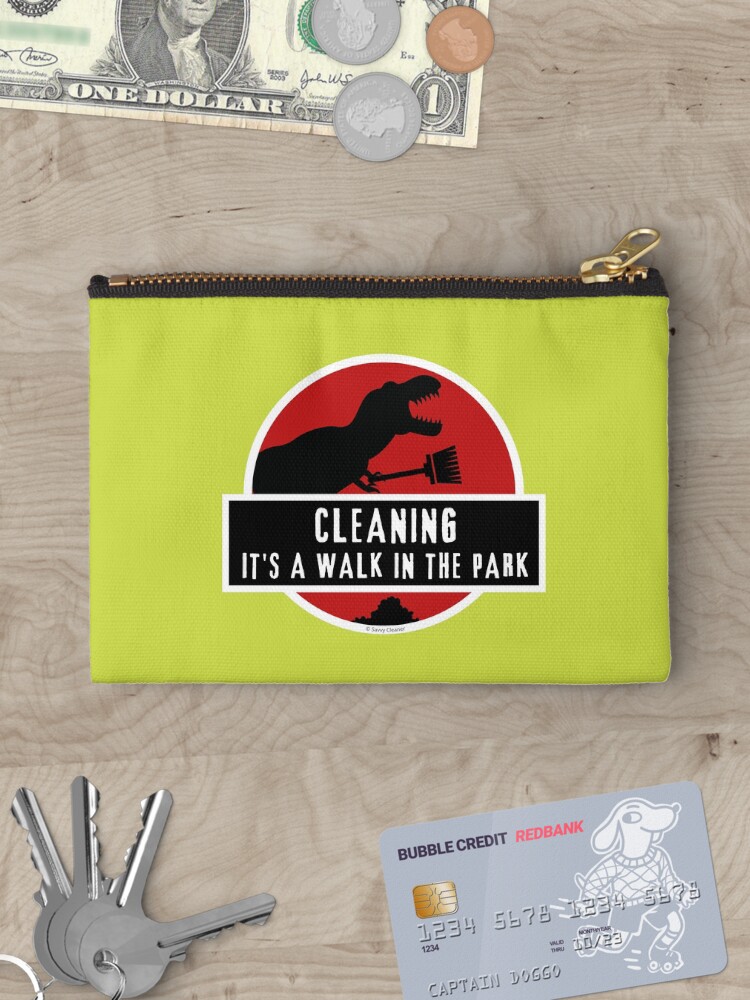 Thumbnail 3 of 4, Zipper Pouch, Walk In The Park Dinosaur Broom Fun Cleaning Lady Gifts designed and sold by SavvyCleaner.