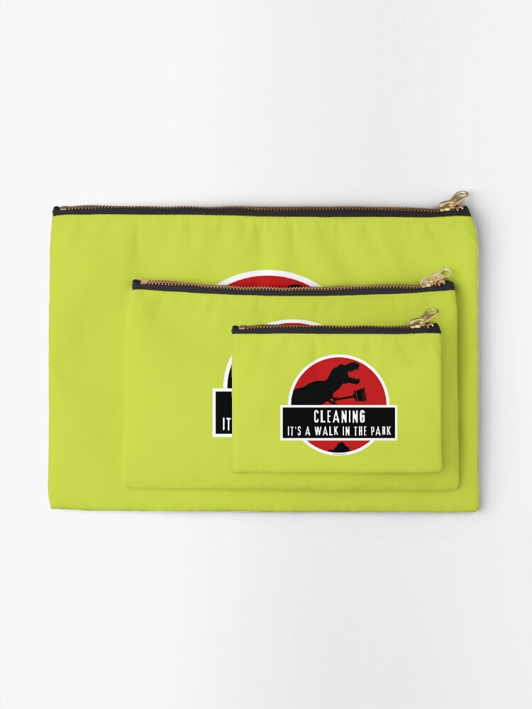 Thumbnail 2 of 4, Zipper Pouch, Walk In The Park Dinosaur Broom Fun Cleaning Lady Gifts designed and sold by SavvyCleaner.