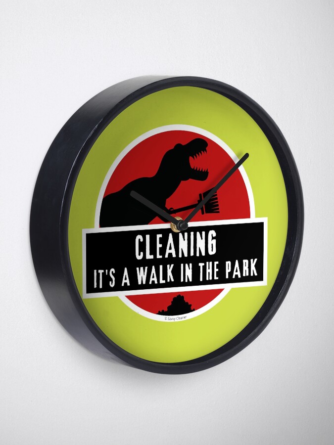 Thumbnail 2 of 4, Clock, Walk In The Park Dinosaur Broom Fun Cleaning Lady Gifts designed and sold by SavvyCleaner.