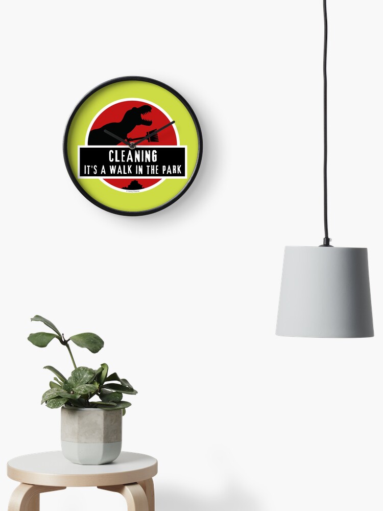 Thumbnail 1 of 4, Clock, Walk In The Park Dinosaur Broom Fun Cleaning Lady Gifts designed and sold by SavvyCleaner.