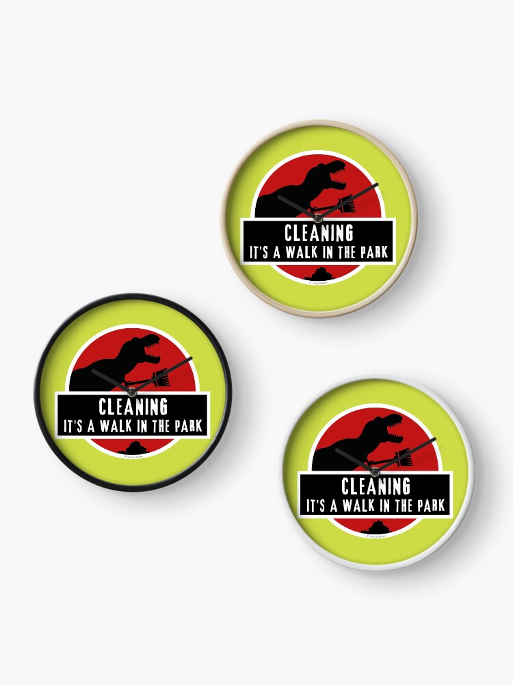 Thumbnail 3 of 4, Clock, Walk In The Park Dinosaur Broom Fun Cleaning Lady Gifts designed and sold by SavvyCleaner.