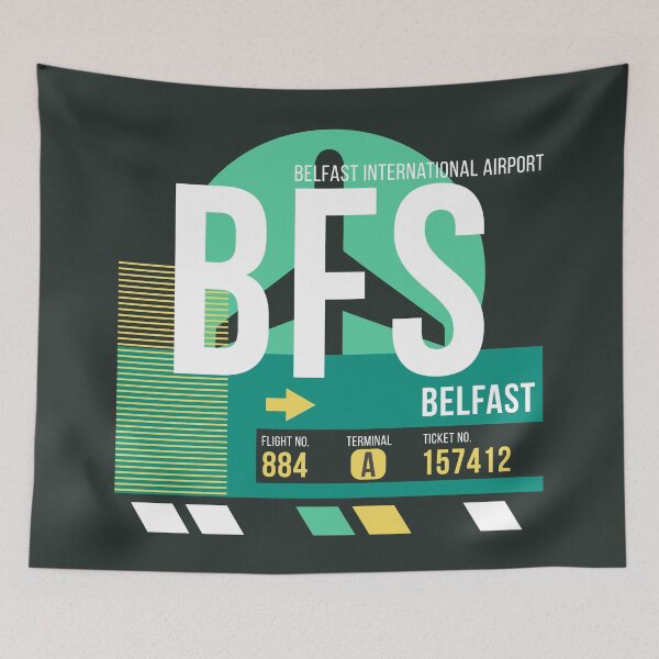 Item preview, Belfast (BFS) Airport Code Baggage Tag designed and sold by SLAG-Creative.