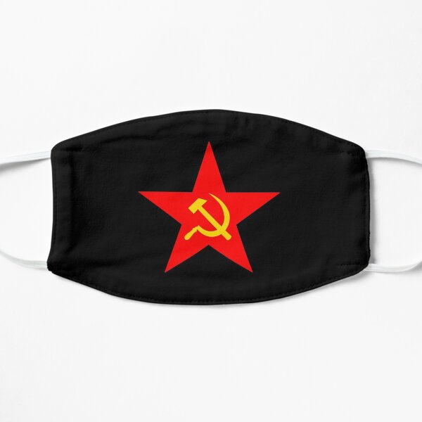 Hammer & Sickle. Red Star. Communist Star. Communism. On BLACK. Flat Mask