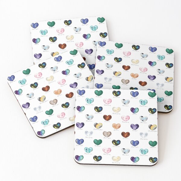 Item preview, Crystal Heart Repeat Pattern and Stickers (with names): White designed and sold by Fleurescience.