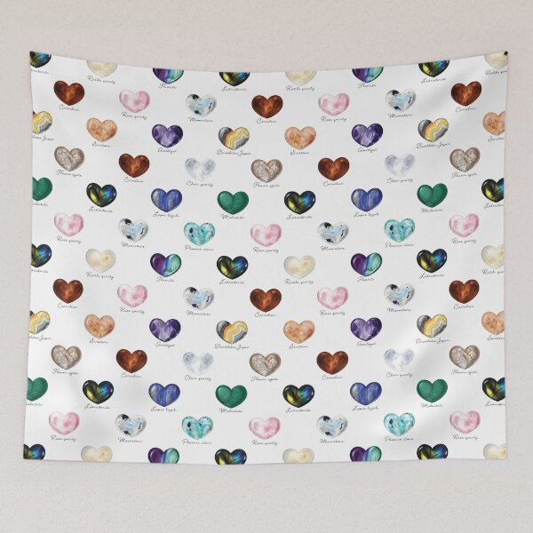 Item preview, Crystal Heart Repeat Pattern and Stickers (with names): White designed and sold by Fleurescience.