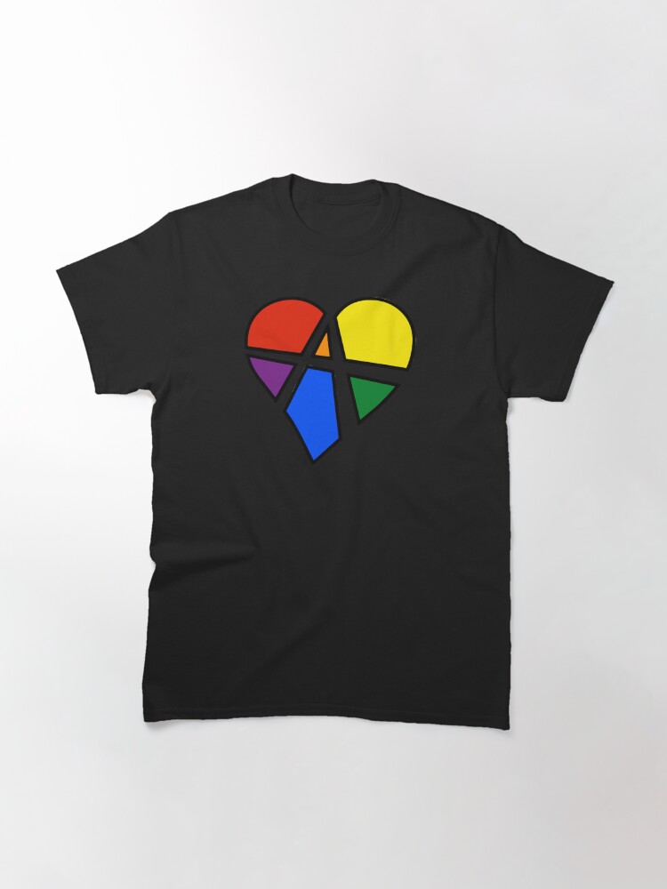 Thumbnail 2 of 7, Classic T-Shirt, Rainbow Relationship Anarchy Heart (Black) designed and sold by polyphiliashop.