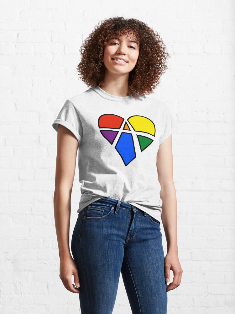Alternate view of Rainbow Relationship Anarchy Heart (White) Classic T-Shirt