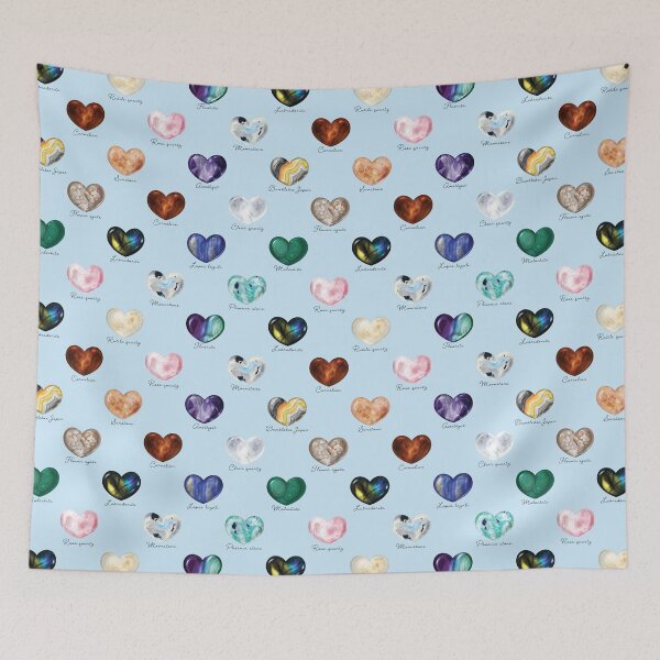 Item preview, Crystal Heart Repeat Pattern and Stickers (with names): Blue designed and sold by Fleurescience.