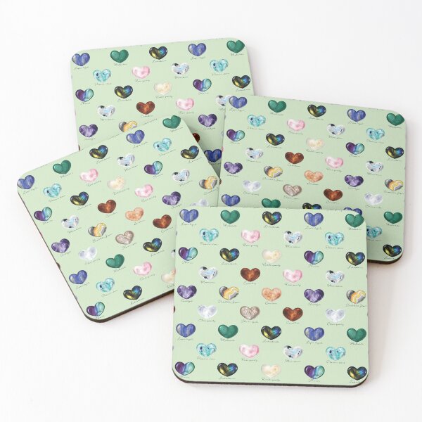 Item preview, Crystal Heart Repeat Pattern and Stickers (with names): Green designed and sold by Fleurescience.