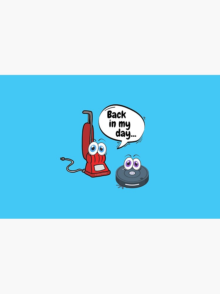Thumbnail 2 of 2, Laptop Skin, Back In My Day Fun Vacuum And Robot Vacuum Cartoon Cleaning Humor designed and sold by SavvyCleaner.