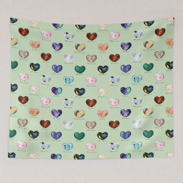 Item preview, Crystal Heart Repeat Pattern and Stickers (with names): Green designed and sold by Fleurescience.