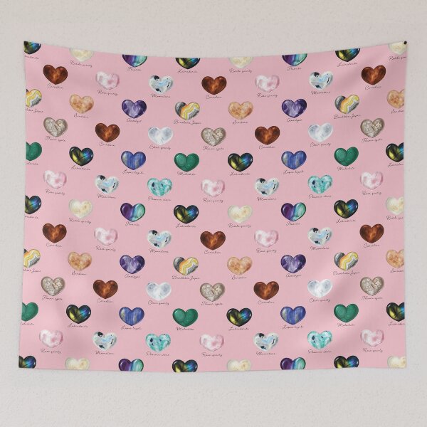 Item preview, Crystal Heart Repeat Pattern and Stickers (with names): Pink designed and sold by Fleurescience.