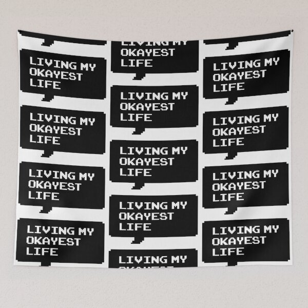 Item preview, Living my okayest life funny retro arcade style Black and White speech bubble designed and sold by Deegital18.