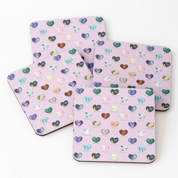 Item preview, Crystal Heart Repeat Pattern and Stickers (with names): Purple designed and sold by Fleurescience.