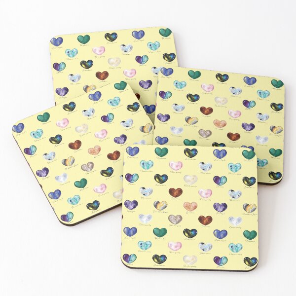 Item preview, Crystal Heart Repeat Pattern and Stickers (with names): Yellow designed and sold by Fleurescience.