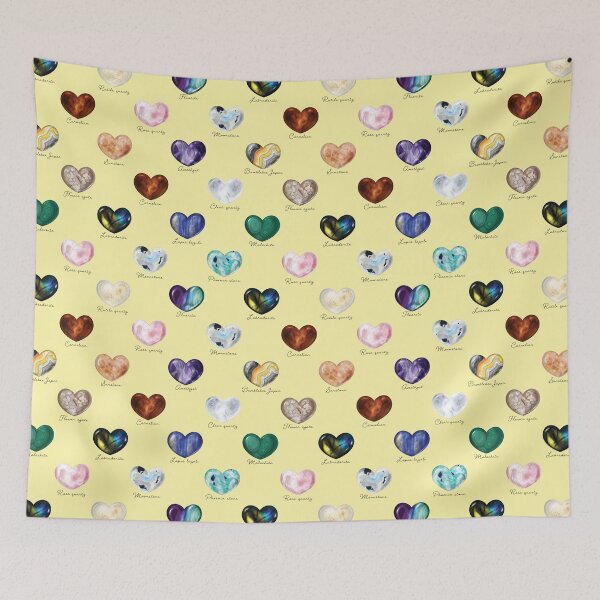 Item preview, Crystal Heart Repeat Pattern and Stickers (with names): Yellow designed and sold by Fleurescience.