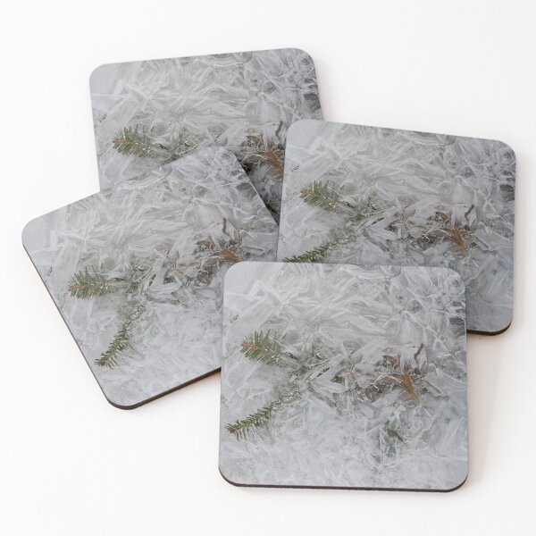 Item preview, Winter Ice Patterns On Surface of a Puddle with Embedded Fir Needles designed and sold by Steven Holt.