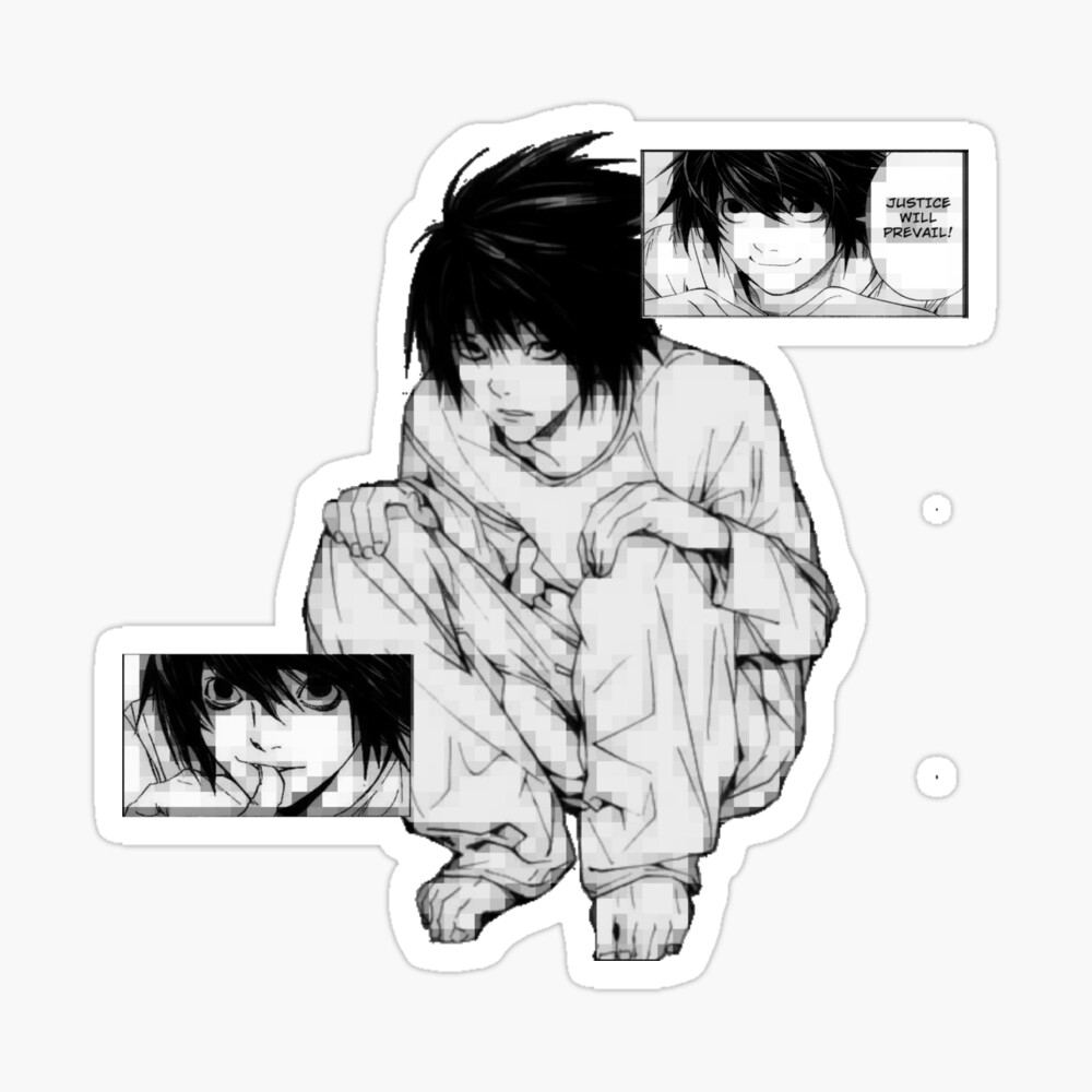 L Lawliet Glitched Manga Panel Art Board Print By Ashweed Redbubble