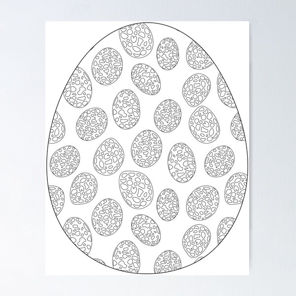 Item preview, Happy Easter Egg, colouring page style black on white, colour your own Easter card, sticker, t-shirt, bag, art print, notebook cover! Great gift for kids! designed and sold by Susan Marie Williams.