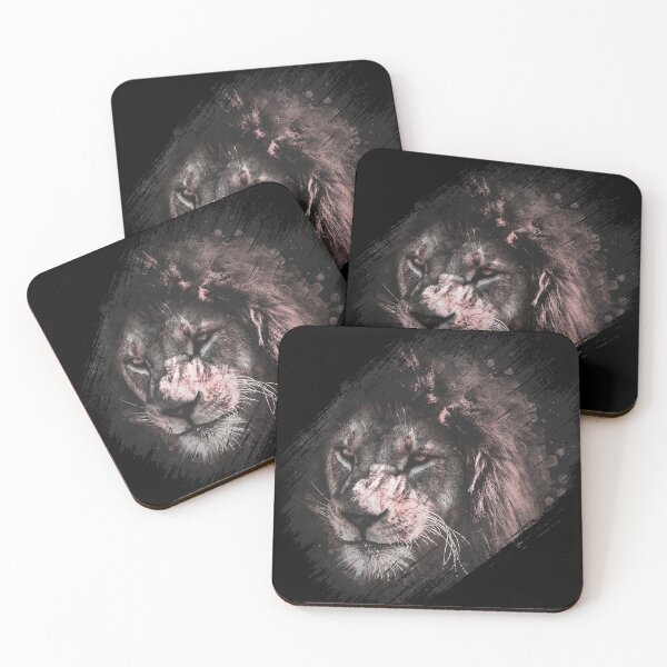 Item preview, Watercolor lion scratched and menacing designed and sold by Viktella.
