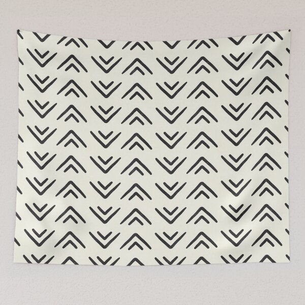 Item preview, mud cloth triangles - boho - farmhouse - inkwell on cream arrow designed and sold by littlearrow.