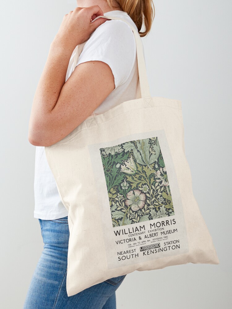 V&A (Victoria & Albert) Museum Leicester Wallpaper by William Morris  Organic Cotton Canvas Tote Bag