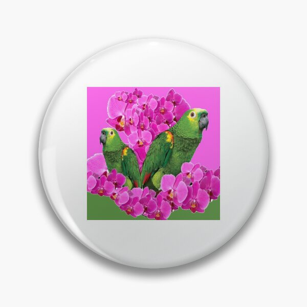 Item preview, ABSTRACT GREEN MACAWS CERISE PINK ORCHIDS ART designed and sold by sharlesart.