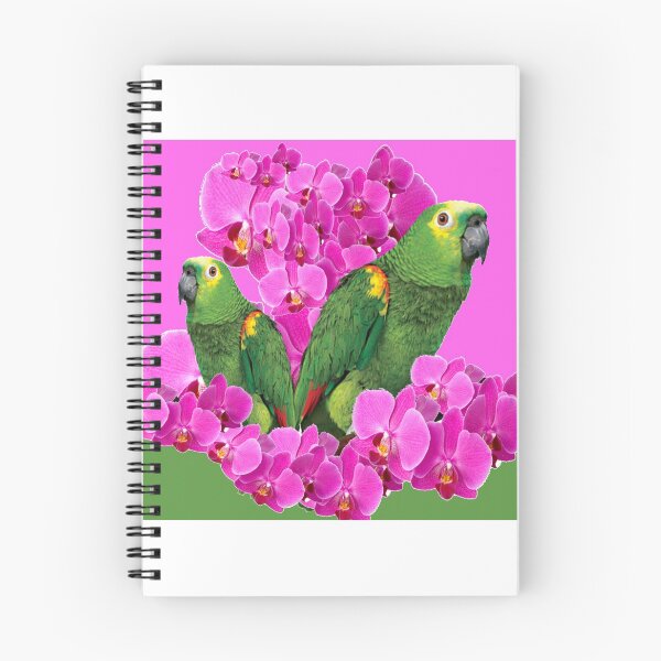 Item preview, ABSTRACT GREEN MACAWS CERISE PINK ORCHIDS ART designed and sold by sharlesart.