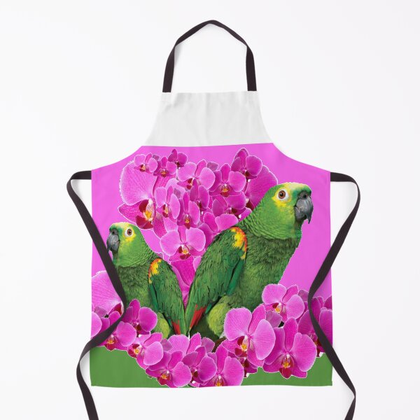 Item preview, ABSTRACT GREEN MACAWS CERISE PINK ORCHIDS ART designed and sold by sharlesart.