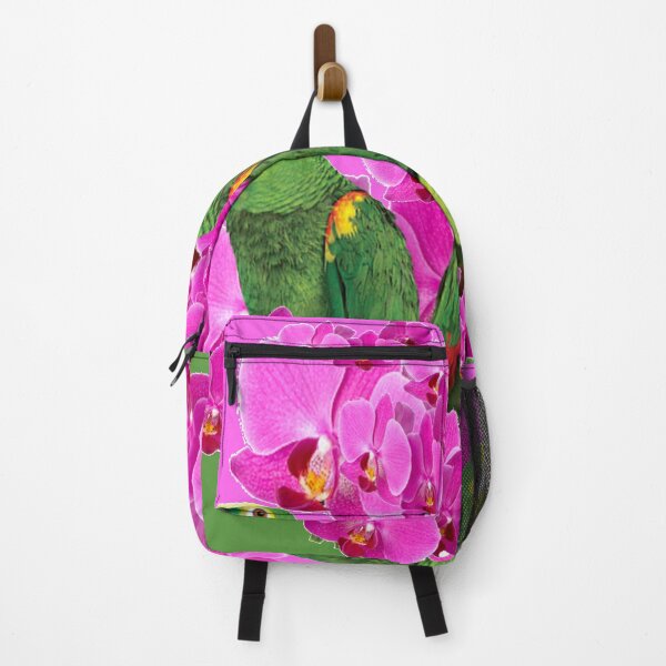 Item preview, ABSTRACT GREEN MACAWS CERISE PINK ORCHIDS ART designed and sold by sharlesart.