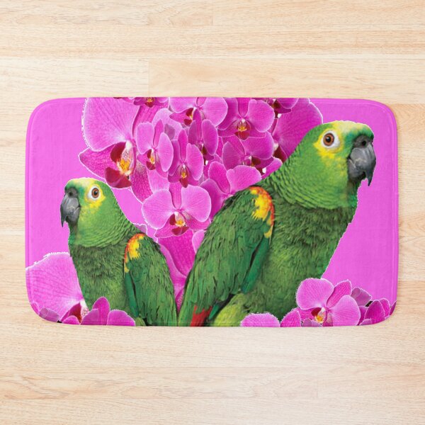 Item preview, ABSTRACT GREEN MACAWS CERISE PINK ORCHIDS ART designed and sold by sharlesart.
