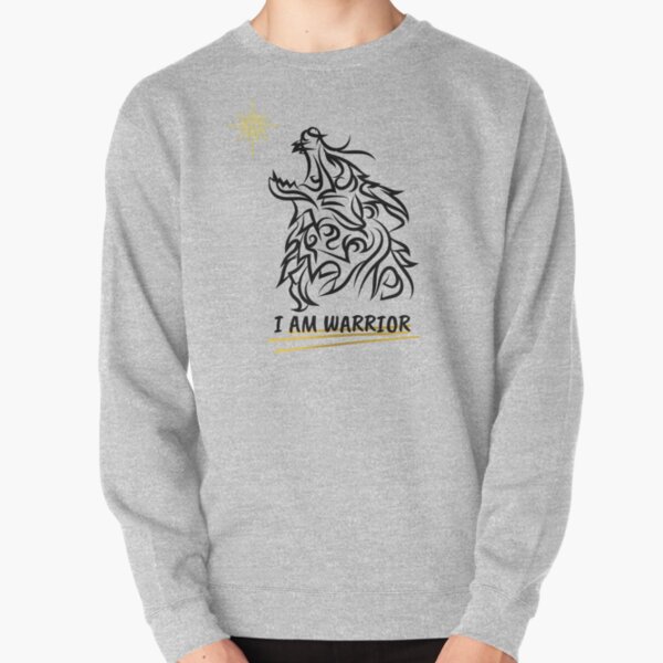 I Am Warrior Lion's Head Yellow Sun Pullover Sweatshirt