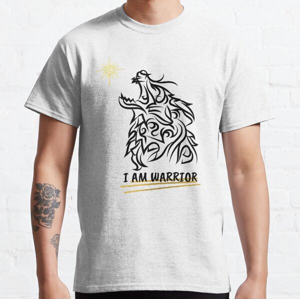 I Am Warrior Lion's Head Yellow Sun Classic T-Shirt