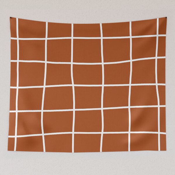 Item preview, Large Hand Drawn Grid (white/burnt orange) designed and sold by Design Minds Boutique.