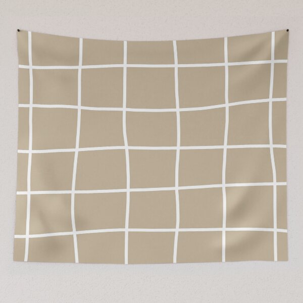 Item preview, Large Hand Drawn Grid (white/tan) designed and sold by Design Minds Boutique.