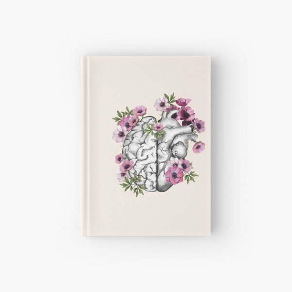 Right balance between head and brain or heart, drawing anemones flowers anemoneus ,watercolor style Hardcover Journal