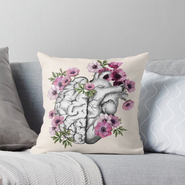 Item preview, Right balance between head and brain or heart, drawing anemones flowers anemoneus ,watercolor style designed and sold by Collagedream.