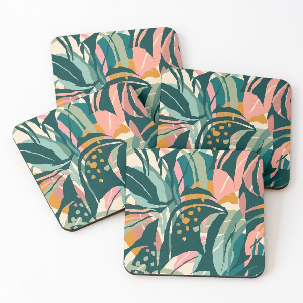 Item preview, Modern minimalist teal jungle pattern designed and sold by PG Illustration.