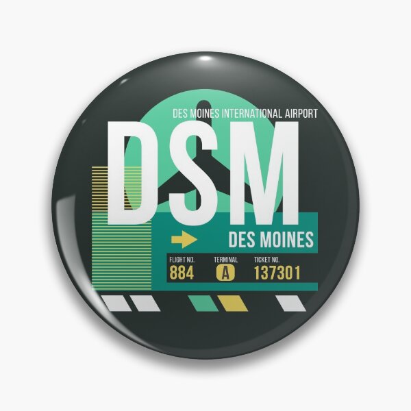 Artikelvorschau, Des Moines (DSM) Flughafencode Gepäckanhänger entworfen und verkauft von SLAG-Creative.