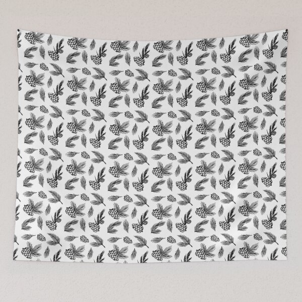 Item preview, Minimalist Black and White Pine Cone Doodles designed and sold by CyanSkyDesign.